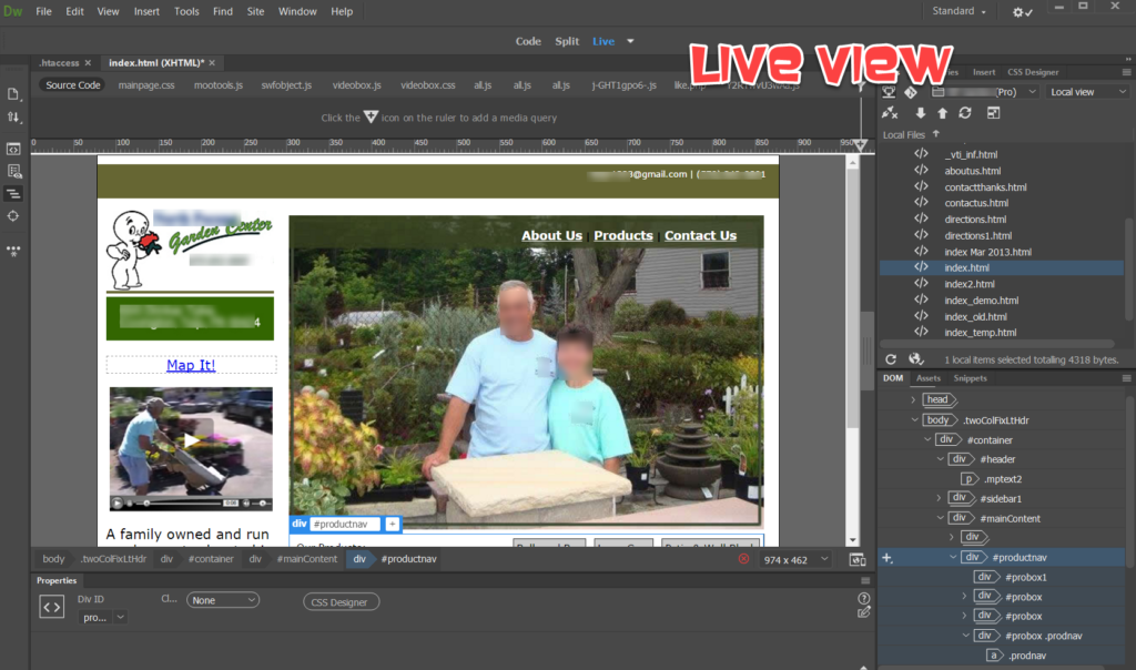 Adobe Dreamweaver LIVE view GetMeCoding
