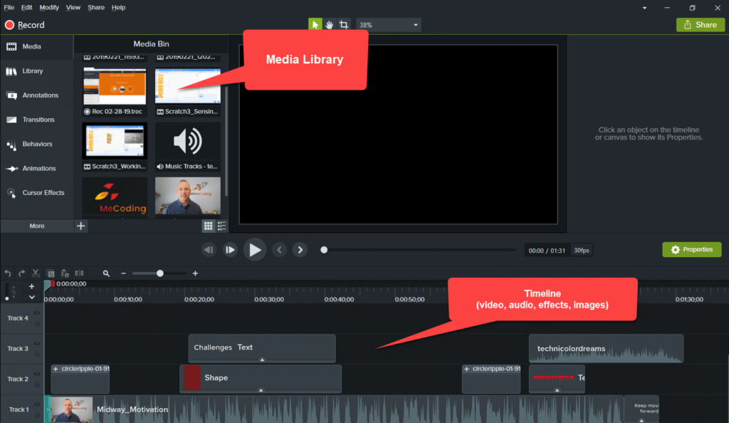 TechSmith Camtasia Video Editor with Project
