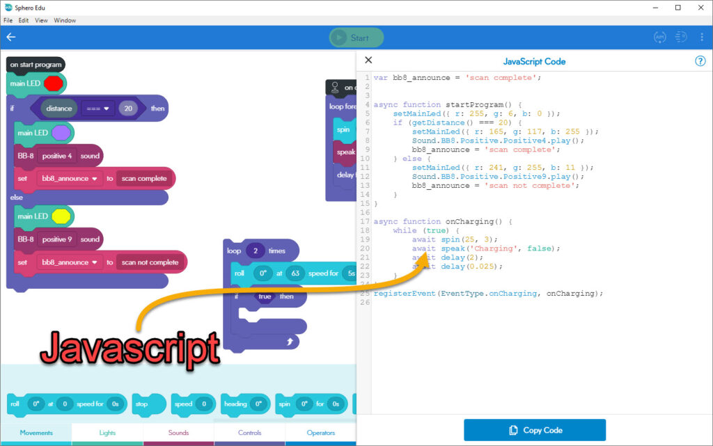 GetMeCoding Sphero App Javascript View