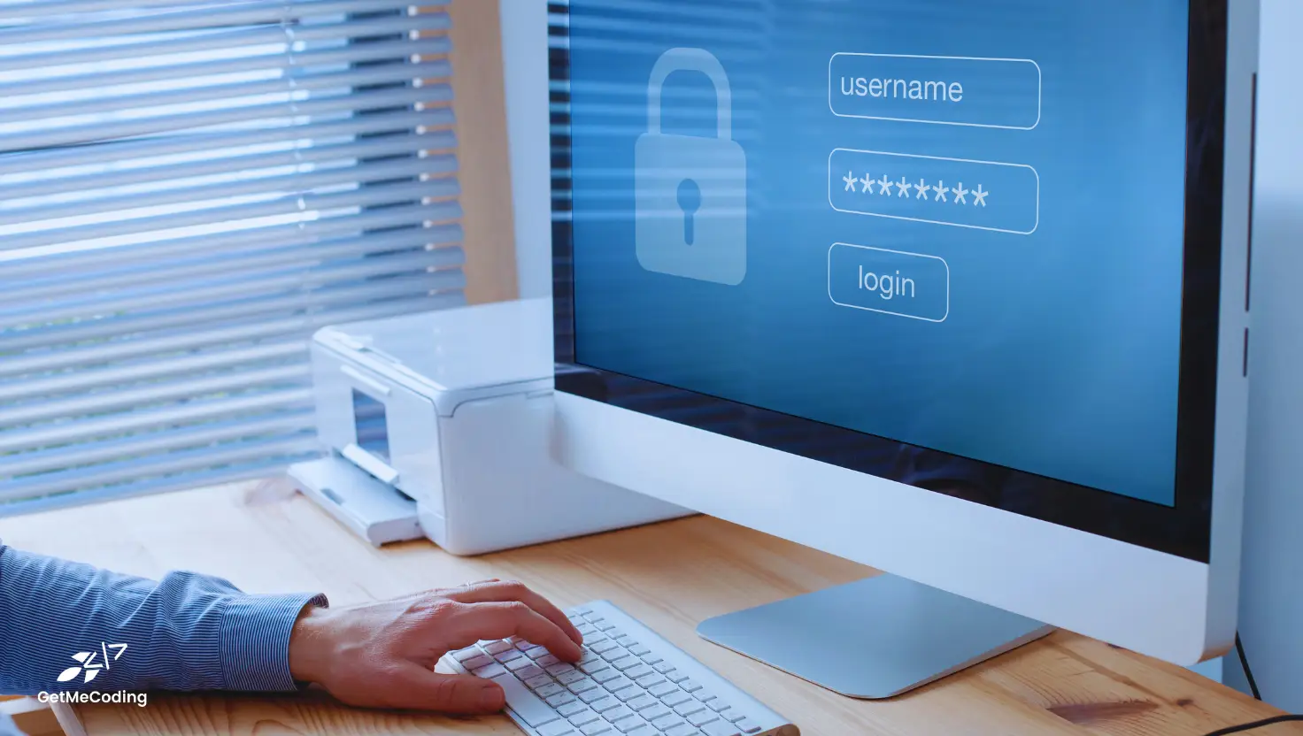 GetMeCoding Password Safety 2025 - IMage a someone typing their password
