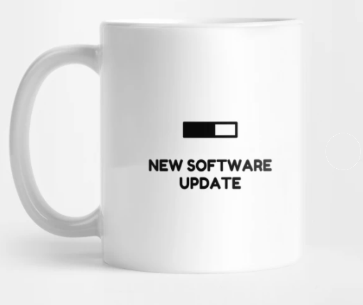 Coffee Mug with Software Update Graphic