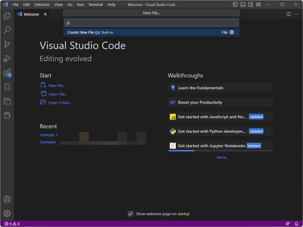 GetMeCoding Visual Studio Code opening a javascript file