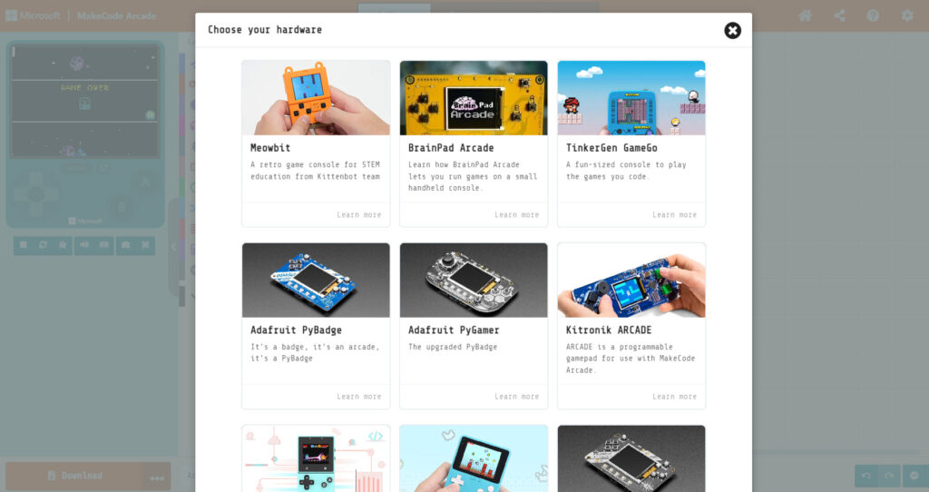 GetMeCoding Microsoft MakeCode Arcade Hardware