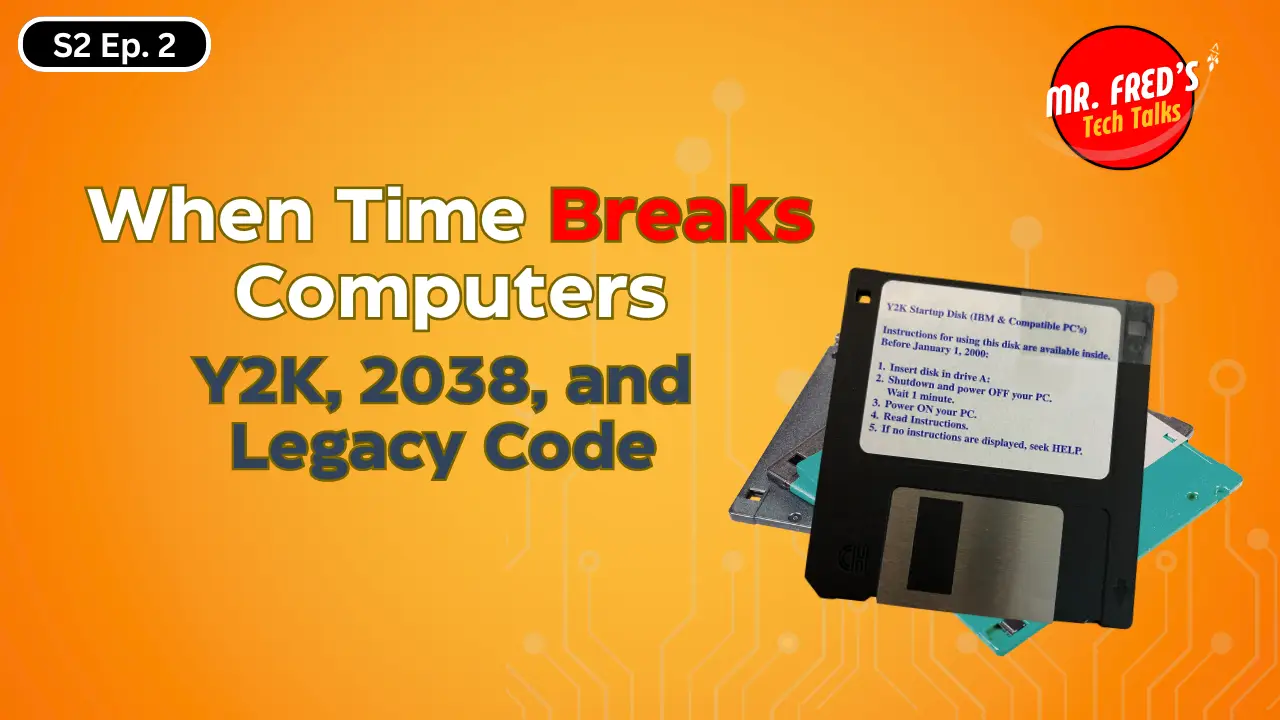 Podcast cover showing a 3.5 inch floppy computer disk