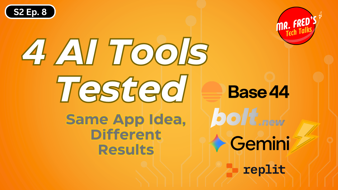 Podcast graphic listing 4 AI tools