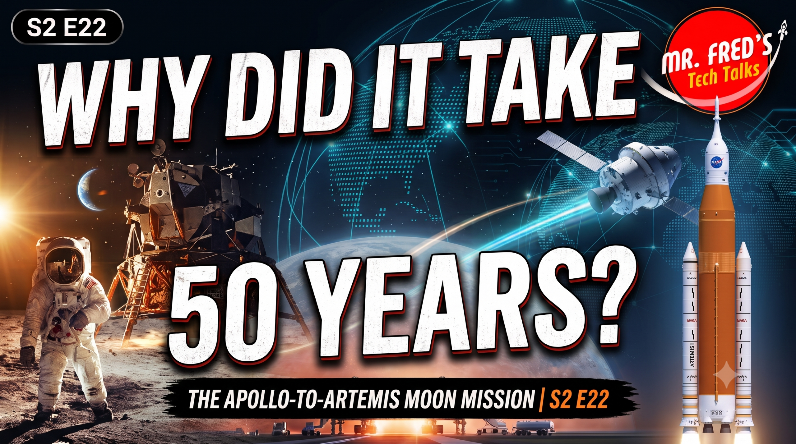 Apollo 11 astronaut and Artemis spacecraft representing the journey from Apollo to Artemis and humanity’s return to the Moon